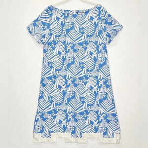 CK Bradley Blue Batik Style Print Dress Size XL Summer Cotton Dress
